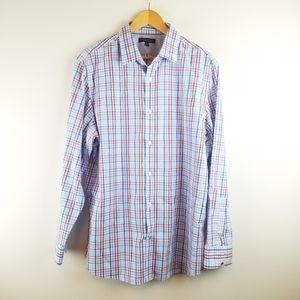 Banana Republic XL Button Down Plaid Blue Orange Shirt